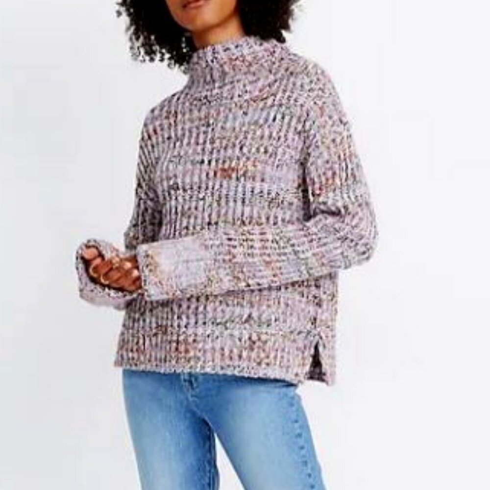 MADEWELL MICKNECK WOOL BLEND MULTICOLORED COZY HEAVY KNIT SWEATER SIZE XS
